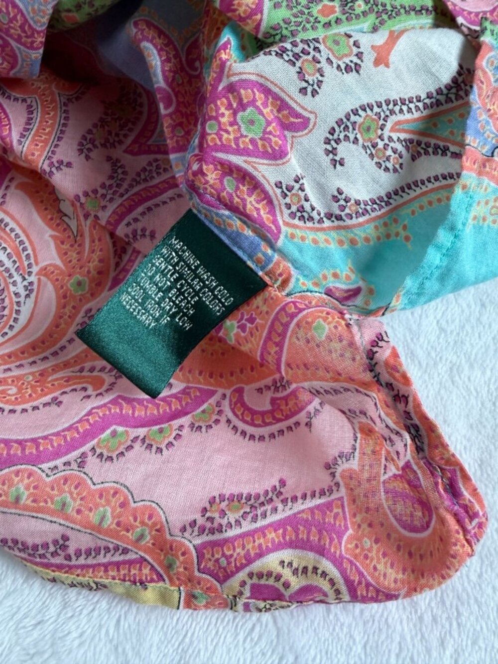 LAUREN RALPH LAUREN Womens Multicolor Paisley Button Down Shirt 1X Long Sleeve - Picture 5 of 8